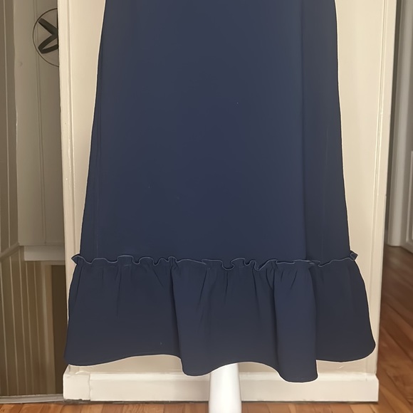 Sézane Mathilde Tie Bow Back Dress in Marine Blue Size FR 38, US 6 - Picture 5 of 11
